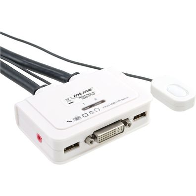InLine® 61613I KVM Switch, 2-fach, DVI-D, USB, mit Audio, integr. Kabel
