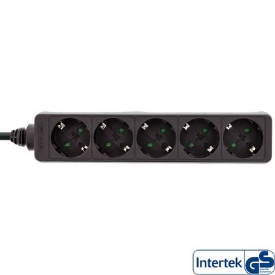 InLine® 16451E Steckdosenleiste, 5-fach Schutzkontakt 1,5m, schwarz
