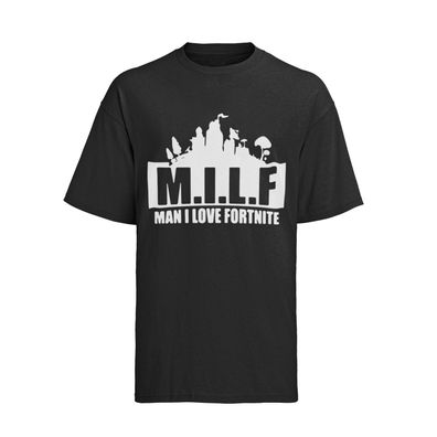 Funny Fortnite Game parodie M.i.l.f Man i love Fortnite Baumwolle T-Shirt Herren