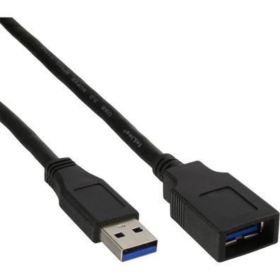 InLine® 35605 USB 3.0 Kabel, A Stecker / Buchse, schwarz, 0,5m