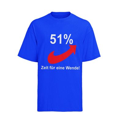 Zeit für eine Wende 51 % AFD Allgemeine Freie Denker Herren Shirt Bio Baumwolle