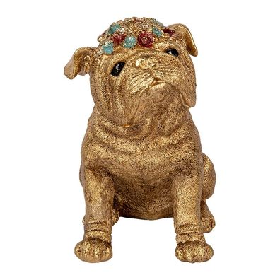 Clayre & Eef Dekorationsfigur Hund 29x17x29 cm Goldfarbig Kunststoff