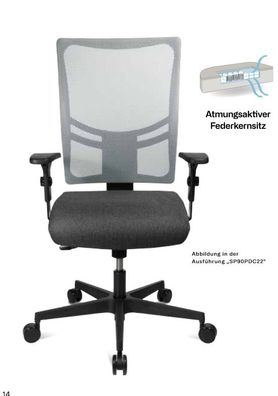 Topstar Bürodrehstuhl Comfort SY schwarz Rücken weiss