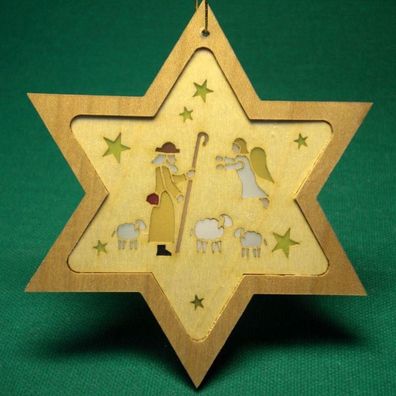 Christbaumschmuck Stern mit Hirte Höhe= 8cm NEU Weihnachten Baumschmuck Holzschmu