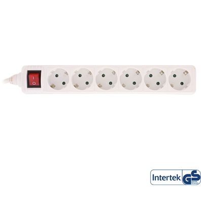 InLine® 16463V Steckdosenleiste, 6-fach Schutzkontakt, mit Schalter, 3m, weiß