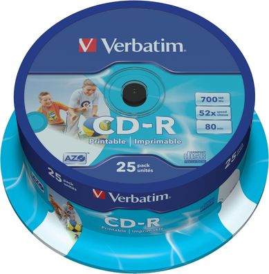 Verbatim CD-R 80min/700MB/52x Vollflächig bedruckbarer Rohling