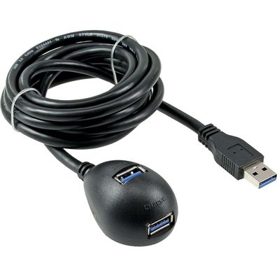 InLine® 35652 USB 3.0 Verlängerung, A Stecker / Buchse, schwarz, mit Standfuß, 2m