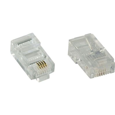 InLine® 73098L 100er Pack Modularstecker 8P4C RJ45 zum Crimpen auf Flachkabel (ISDN)