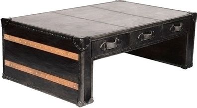 Slab Couchtisch Rindsleder Vintage Ebony