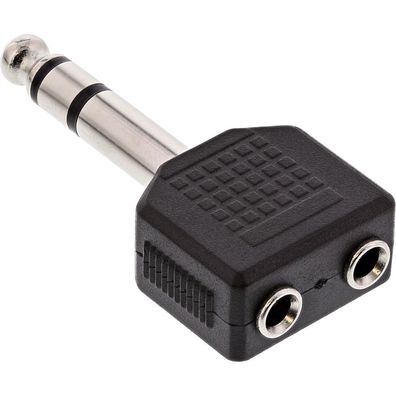 InLine® 99304 Audio Adapter, 6,3mm Klinke Stecker Stereo an 2x 3,5mm Klinke Buchse