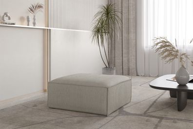 Polsterhocker Designerhocker CELES Premium 85x85 cm in Stoff Scala Sandgrau