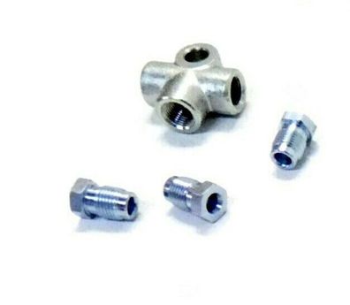 1x T-STÜCK + 3x Überwurfschraube 5mm Bremsleitung Adapter Verbindungsstück