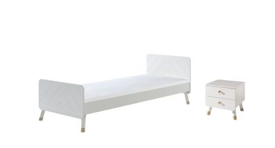 Bett mit Nachtkommode Kamillah Kinderbett MDF Satin Weiß 17259