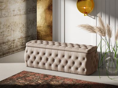 Polsterhocker mit Stauraum Betthocker SEVRA 160x50x45 cm Elisa Velvet Beige