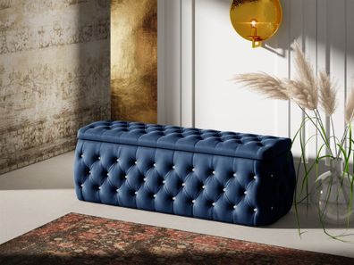 Polsterhocker mit Stauraum Betthocker SEVRA 140x50x45 cm Elisa Velvet Blau