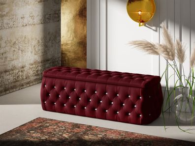 Polsterhocker mit Stauraum Betthocker SEVRA 180x50x45 cm Elisa Velvet Bordeauxro