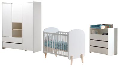 Babyzimmer Set Karilynn 129x68x94 Massivholz+MDF Weiß 17755