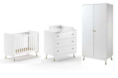 Babyzimmer Set Kamillah 100x59x200 Komplettset MDF Satin Weiß 17871