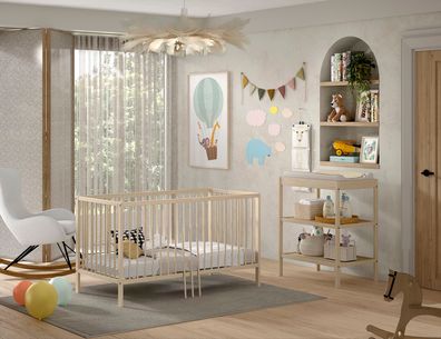 Babyzimmer Set Kara-lynn 144x76x84 Massivholz Buche Natur 17893