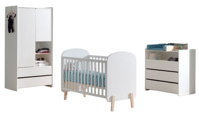 Babyzimmer Set Karilynn 129x68x94 Massivholz+MDF Weiß 17753