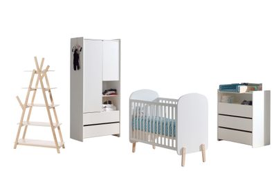 Babyzimmer Set Karilynn 129x68x94 Massivholz+MDF Weiß 17754