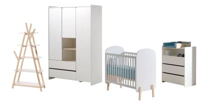 Babyzimmer Set Karilynn 129x68x94 Massivholz+MDF Weiß 17756