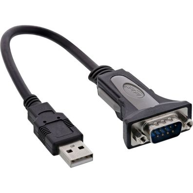 InLine® 33306I USB 2.0 zu Seriell Adapterkabel, USB A an 9pol Sub D Stecker, 0,25m