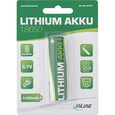 InLine® 01277 InLine® Lithium Akku, 3000mAh, 18650, 3,7V