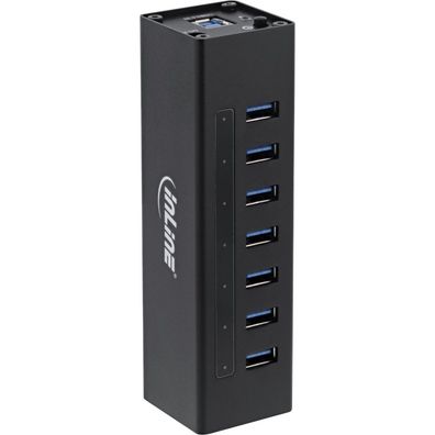 InLine® 35395B USB 3.0 Hub 7 Port Aluminiumgehäuse schwarz mit 2,5A Netzteil