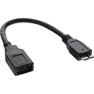 InLine® 31609 Micro-USB 3.0 OTG Adapterkabel, Micro-B Stecker an USB A Buchse, 0,15m