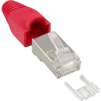 InLine® 74510R Crimpstecker RJ45 geschirmt, mit Knickschutz und Einfädelhilfe,