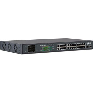 InLine® PoE+ Gigabit Netzwerk Switch 24 Port, 1GBit/s, 2xSFP, 19" (Winkel enthalte