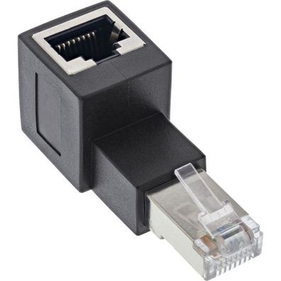 InLine® 69991A RJ45 Adapter Cat.6A, RJ45 Stecker / Buchse, 90° nach oben gewinkelt