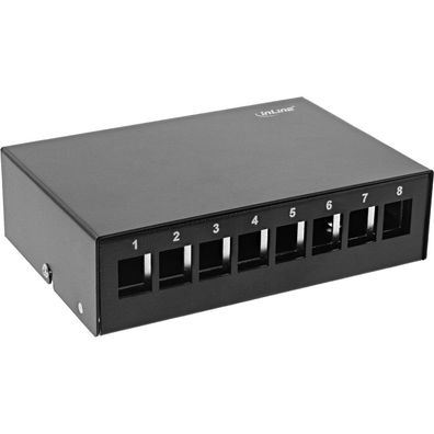 InLine® 76268S Patchfeld-Dose Aufputz für 8x Keystone RJ45, Metall, schwarz RAL9005