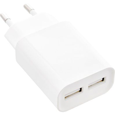 InLine® 31503W USB Ladegerät DUO, Netzteil 2-fach, Stromadapter, 100-240V zu 5V/2