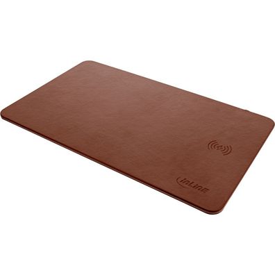 InLine® 55496 Maus-Pad, Wireless Charging (Qi), Kunstleder, 370x225x7mm, braun