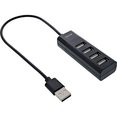 InLine® 33293H InLine® USB 2.0 Hub, 4 Port, schwarz, Kabel 30cm, schmale Bauform
