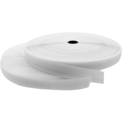 InLine® 59933W Kabelbinder, Klettverschlussband 2-teilig, 25mm, weiß, 25m