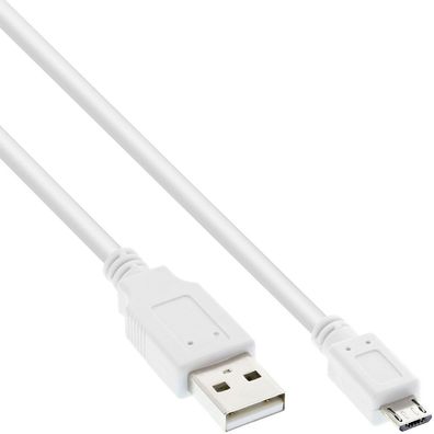 InLine® 31720W Micro-USB 2.0 Kabel, USB-A Stecker an Micro-B Stecker, weiß, 2m