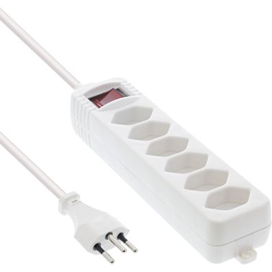 InLine® 16451X InLine® Steckdosenleiste Schweiz, 6-fach, mit Schalter, 1,5m, weiß