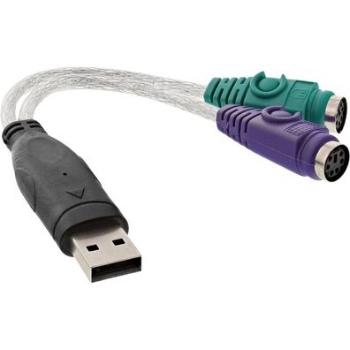 InLine® 33386 USB zu PS/2 Konverter, USB Stecker an 2x PS/2 Buchse für Maus und
