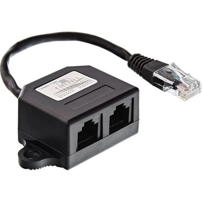 InLine® 69932B ISDN Verteiler, 2x RJ45 Buchse, 15cm Kabel, mit Endwiderständen,