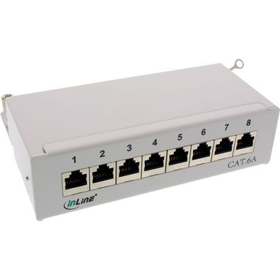 InLine® 76808I Patchfeld Cat.6A, 8-fach, Tisch/Wand-Montage, lichtgrau, RAL7035