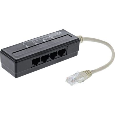 InLine® 69995A 4-fach Telefon Port Splitter, RJ45 Stecker an 4x RJ45 Buchse, 0,15m