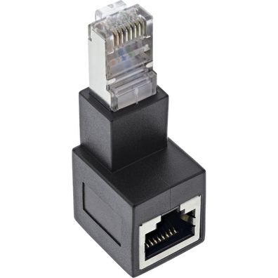 InLine® 69991B RJ45 Adapter Cat.6A, RJ45 Stecker / Buchse, 90° nach unten gewinkelt