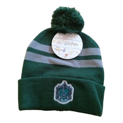 Harry Potter Slytherin Wintermütze mit Bommel für Mädchen | Gr. 54 & 56