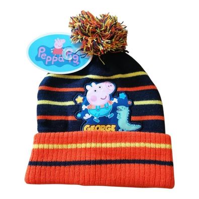 Warme Peppa Pig Strickmütze mit Bommel / Bommelmütze, Größen 52, oder 54