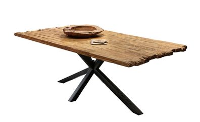 TABLES&Co Tisch 180x100 Teak Natur Metall Schwarz