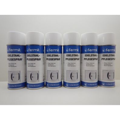 6x Fermit Edelstahl Pflegespray Spray Reiniger Reinigung Küche Oberfläche 400ml