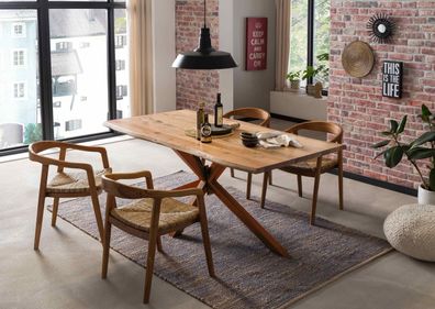 TABLES&Co Tisch 200x100 Akazie Natur Metall Braun Massivholz Natur